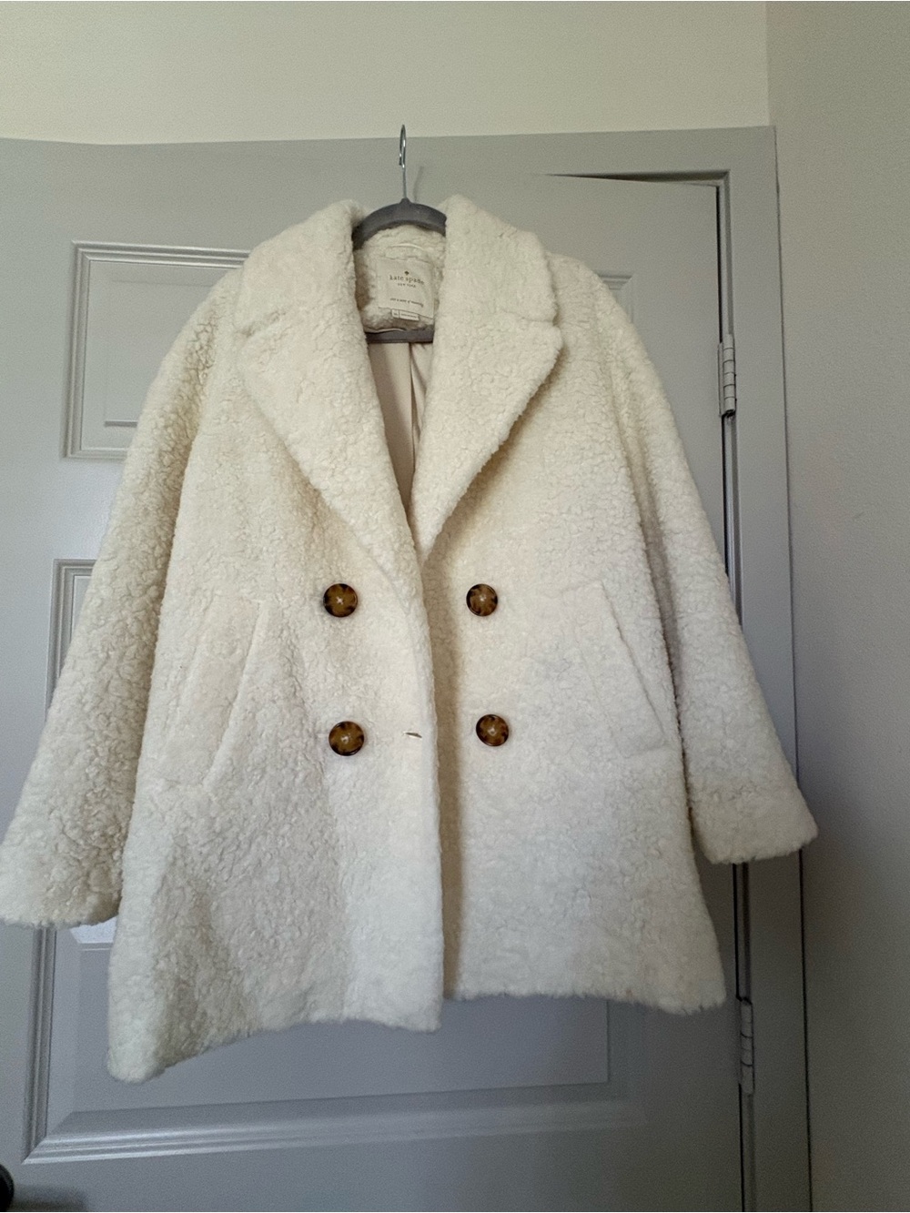 Kate Spade Cream Faux-Shearling coat